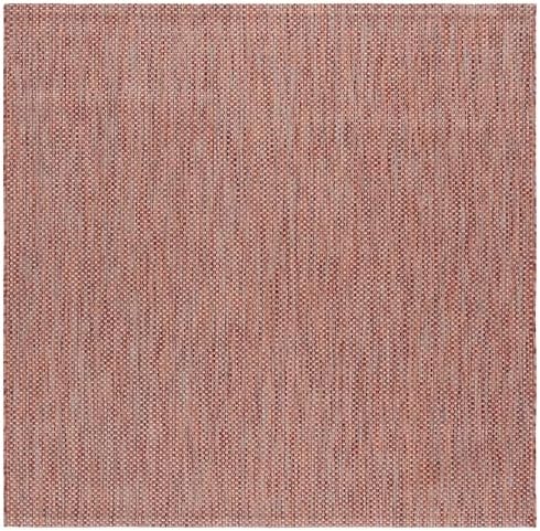 SAFAVIEH Washable Rug Outdoor Courtyard Collection - 4' Square, Red & Beige, Non-Shedding & Easy Cleaning, Ideal for Patio, Backyard, Mudroom (CY8521-36521) - Image 2