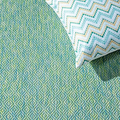 SAFAVIEH Washable Rug Outdoor Courtyard Collection - 5'3" Square, Green & Blue, Non-Shedding & Easy Cleaning, Ideal for Patio, Backyard, Mudroom (CY8521-55722) - Image 4