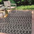 Eyely Moroccan Textured Weave Area Rug 8X10 Black/Gray, Indoor Outdoor Rug by eyely