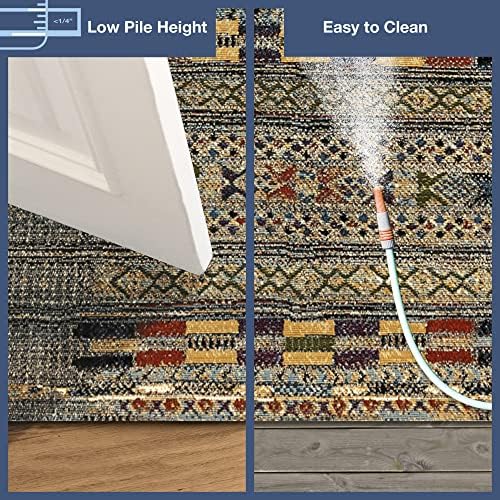 Liora Manne Marina Indoor/Outdoor Power Loomed Synthetic Blend Low Profile Area Rug - Traditional Geometric Casual Southwestern Colorful (Tribal Stripe Black) (3'11" x 5'10") - Image 4
