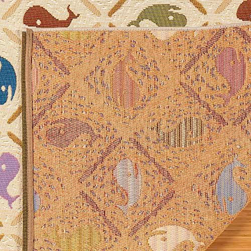 Gertmenian Reyn Spooner Kona Coast Fresco Hawaiian Tropical Rugs - 9x13 Ft Extra Large, Washable, Stain & UV Resistant Indoor Outdoor Area Rug - Ivory Multi, Kanaloa Whales, 46771 - Image 4