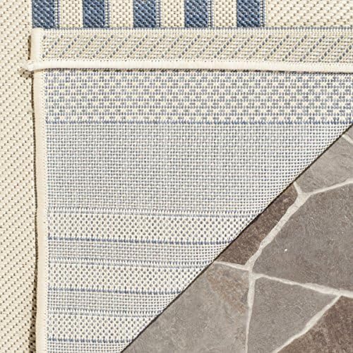 SAFAVIEH Washable Rug Outdoor Courtyard Collection - 2'3" x 12' Runner, Beige & Blue, Non-Shedding & Easy Cleaning, Ideal for Patio, Entryway, Mudroom, Hallway, Kitchen (CY6062-233) - Image 5