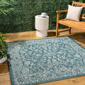 JONATHAN Y Weave Floral Indoor Outdoor Square Area Rug 3X3 Teal/Gray, Tela Bohemian Textured for Backyard, Patio, Porch, Easy-Cleaning, High Traffic, Pet-Friendly, Non-Shedding (SMB100C-3SQ) by JONATHANY
