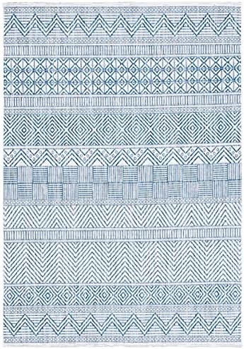 SAFAVIEH Washable Rug Outdoor Courtyard Collection - 5'3" x 7'7", Ivory & Navy, Non-Shedding & Easy Cleaning, Ideal for Patio, Backyard, Mudroom (CY8196-53412) - Image 4