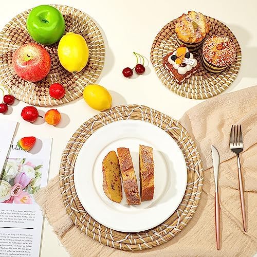 Xuhal 8 Pcs Boho Wall Basket Decor Decorative Bulrush Woven Basket Wall Decor Rustic Farmhouse Hanging Baskets for Kitchen Rustic Home Summer Decorations(Classic) - Image 4