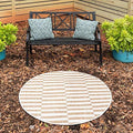 Unique Loom Outdoor Striped Collection Area Rug - Striped (4' 1" Round, Taupe/Ivory) by UniqueLoom