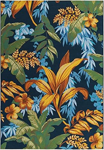 Unique Loom Outdoor Botanical Collection Area Rug - Calypso (6' 1" x 9' Rectangle, Multi/ Light Blue) - Image 2