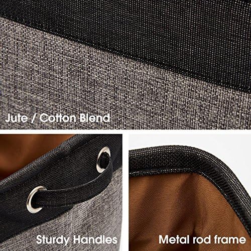 EZOWare Set of 3 Large Canvas Fabric Tweed Storage Organizer Cube Set W/Handles for Nursery Kids Toddlers Home and Office - 15 L x 10.5 W x 9.4 H -Mixed Color - Image 4