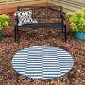 Unique Loom Outdoor Striped Collection Area Rug - Striped (4' 1" Round, Blue/Ivory) by UniqueLoom