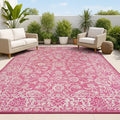 JONATHAN Y Weave Floral Indoor Outdoor Area Rug 8X10 Fuchsia/Light Gray, Tela Bohemian Textured for Backyard, Patio, Porch, Easy-Cleaning, High Traffic, Pet-Friendly, Non-Shedding (SMB100G-8) by JONATHANY