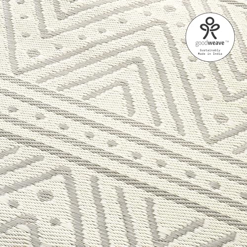 Fab Habitat Chevron Outdoor Rug - Waterproof, Fade Resistant, Crease-Free - Premium Recycled Plastic - Striped - Patio, Porch, Deck, Balcony - Patan - Beige - 5 x 8 ft - Image 6