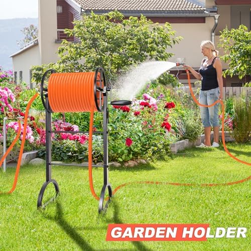 Garden Hose Reel,Upgrade Garden Hose Holder,Outside Heavy Duty Metal Freestanding Water Hose Holder Winder,Holds Up 150FT 1/2" Hose for Garden Lawn Yard - Image 4