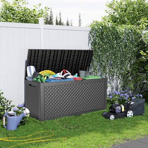 Vixzen 100 Gallon Deck Boxes Outdoor Waterproof, Lockbale Outdoor Storage Box for Patio Cushions Storage Furniture, Garden Tools, Pool Supplies, Weatherproof and UV Resistant (Black, 100 Gallon) - Image 6