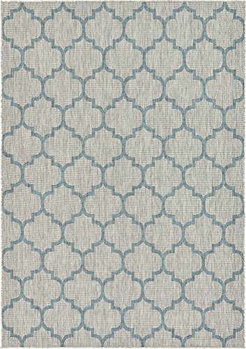 Unique Loom Outdoor Trellis Collection Area Rug (7' 1" x 10' Rectangle, Gray/ Ivory) by UniqueLoom
