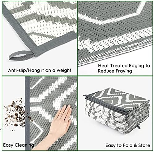 fifame 9x18 Outdoor Rug, Plastic Woven Patio Mat, Waterproof RV Camping Rug - Image 4