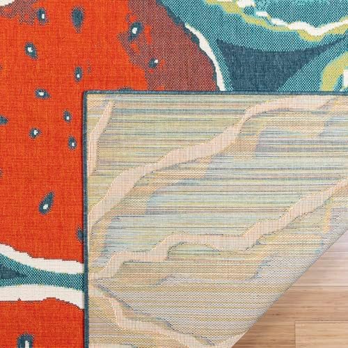 Gertmenian Premium Indoor/Outdoor Loop Area Rug - 5x7 Standard, Durable, Easy-Cleaning & Non-Shedding, Ideal for High Traffic Areas in Deck Patio or Mudroom - Watermelons, Red, 19494 - Image 5