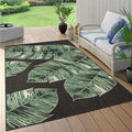 Paco Home Tropical Outdoor Rug Jungle Leaves Design for Patio in Black Green, Size: 4' x 5'7" by PacoHome