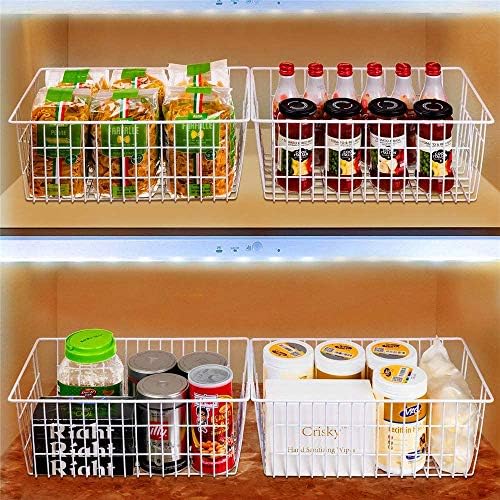 Slideep Farmhouse Freezer Baskets Organizer Storage Bins Large Organizer Baskets for Storage, Office, Bathroom, Pantry Organization Storage Bins Rack with Handles 6 Pack - Image 5