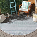 SAFAVIEH Washable Rug Outdoor Courtyard Collection - 6'7" Round, Ivory & Turquoise, Non-Shedding & Easy Cleaning, Ideal for Patio, Backyard, Mudroom (CY8196-53512) by SAFAVIEH