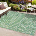 Eyely Moroccan Textured Weave Area Rug 9X12 Green/Cream, Indoor Outdoor Rug by eyely