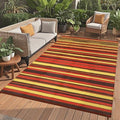 Garvee Modern 9x12 Outdoor Rug Colorful Striped Red Plastic Straw Rugs by Garvee