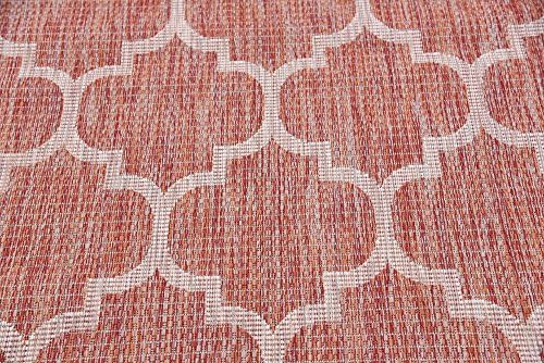 Unique Loom Outdoor Trellis Collection Area Rug (4' 1" x 6' 1" Rectangle, Rust Red/ Ivory) - Image 6
