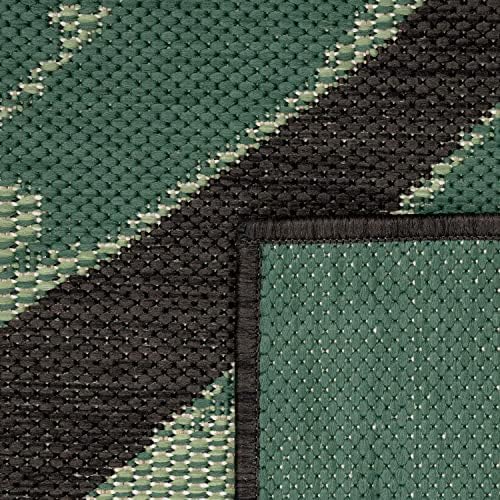 Paco Home Outdoor Rug Black Green with Floral Palm Leaf Design Waterproof, Size: 4'7" x 6'7" - Image 4