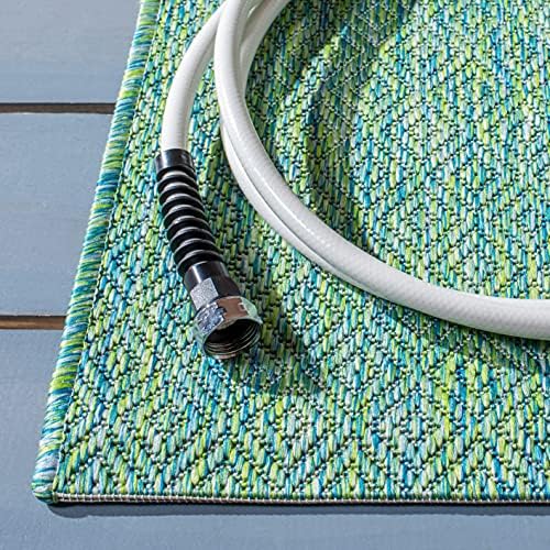 SAFAVIEH Courtyard Outdoor Area Rug 4'x5'7", Green & Blue CY8521-55722 - Image 4