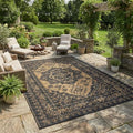 Outdoor Rug 9x12 Reversible Patio Rug Outdoor Plastic Straw Rugs Vintage Medallion Waterproof Outside Carpet for Deck RV Camping Rugs for Patio Backyard Picnic Porch Beach Balcony, Black Brown by Unknown