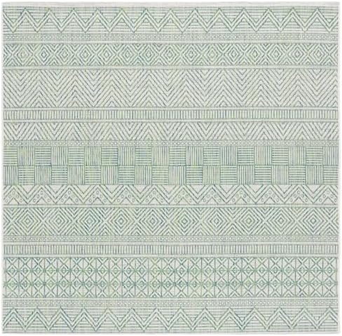 SAFAVIEH Washable Rug Outdoor Courtyard Collection - 6'7" Square, Beige & Green, Non-Shedding & Easy Cleaning, Ideal for Patio, Backyard, Mudroom (CY8196-55712) - Image 2