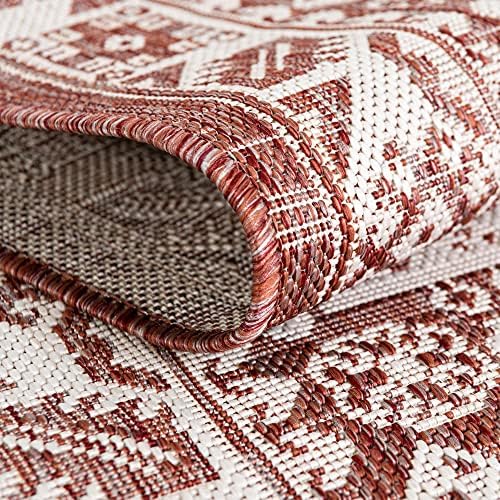Rugs.com Outdoor Aztec Collection Rug – 6' x 9' Rust Red Flatweave Rug Perfect for Living Rooms, Large Dining Rooms, Open Floorplans - Image 4