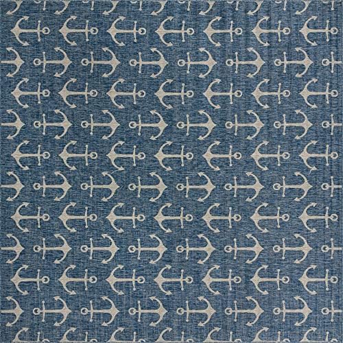 Unique Loom Outdoor Coastal Collection Area Rug - Ahoy (13' Square, Blue/ Ivory) - Image 2