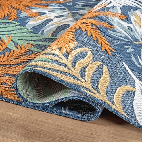 Luul Home Floral Indoor Outdoor Rugs 8x10 Large Area Rug for Living Room, Patio Decor, Kitchen, and Entryway Rug, Washable Stain Resistant Outside Carpet Midnight 8 x 10 - Image 3