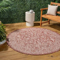 JONATHAN Y Weave Floral Indoor Outdoor Round Area Rug 6 Ft Red/Taupe, Tela Bohemian Textured for Backyard, Patio, Porch, Easy-Cleaning, High Traffic, Pet-Friendly, Non-Shedding (SMB100A-6R) by JONATHANY