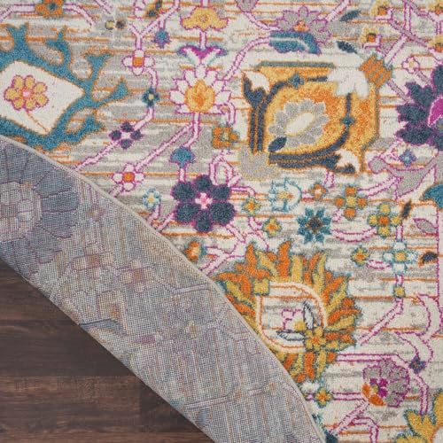 Nourison Home Passion Silver 8' x Round Area Rug, Boho, Moroccan, Bed Room, Living Room, Dining Room, Kitchen, Easy Cleaning, Non Shedding, (8' Round) - Image 4