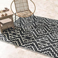 Fab Habitat Outdoor Rug - Waterproof, Fade Resistant, Crease-Free - Premium Recycled Plastic - Tribal Boho Neutral - Patio, Deck, Porch, Balcony, Laundry Room - Kilimanjaro - Black - 4 x 6 ft by FabHabitat