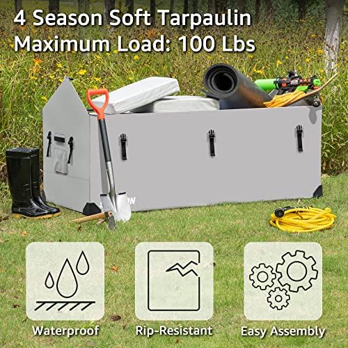 174 US Gallon Outdoor Storage Box Waterproof Soft Shell Tarpaulin Deck Box for Patio Furniture Outdoor Cushions, Throw Pillows, Garden Tools - Image 2