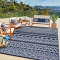 Outdoor Rug 9x12 Reversible Patio Rug Outdoor Plastic Straw Rug Bohemian Washable Rug Waterproof for Deck RV Outside Rug for Patio Backyard Picnic Camp Beach Balcony Navy White by Unknown