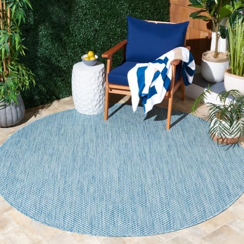 SAFAVIEH Courtyard Outdoor Round Rug 10', Aqua & Grey CY8521-37121 by Unknown