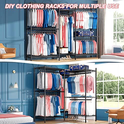 Raybee Clothes Rack,Clothing Racks for Hanging Clothes 900LBS Capacity Heavy Duty Portable Closet with 5 Hanger Rods & 8 Shelves for Walk-in Closet,Apartment - Image 6
