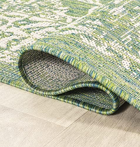 JONATHAN Y Weave Floral Indoor Outdoor Area Rug 8X10 Cream/Green, Tela Bohemian Textured for Backyard, Patio, Porch, Easy-Cleaning, High Traffic, Pet-Friendly, Non-Shedding (SMB100F-8) - Image 6