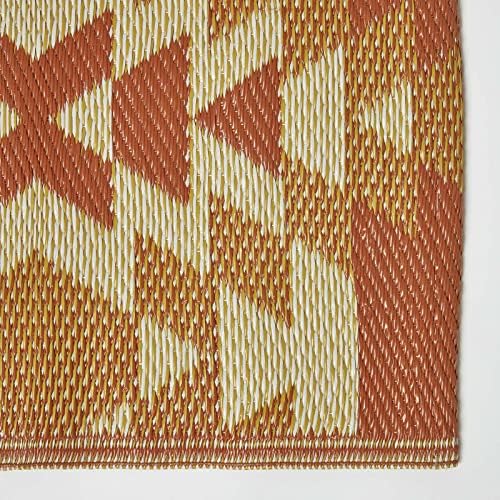 HOMESCAPES Luxury Extra Large Outdoor Rugs for Garden Patio 100% Waterproof Recycled Plastic Mat Carpet 150 x 240cm Reversible Red & Orange Geometric Rug Anya, Indoor/Outside & Portable, Seamless - Image 3