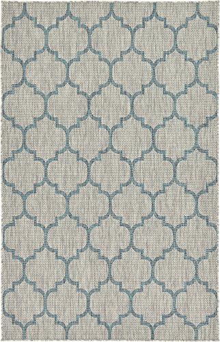 Unique Loom Outdoor Trellis Collection Area Rug (5' 3" x 8' Rectangle, Gray/ Ivory) - Image 3