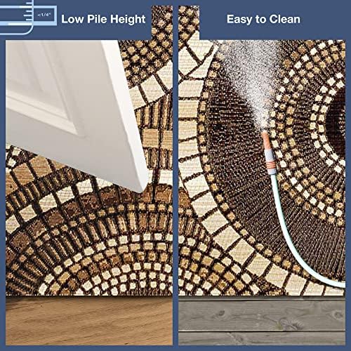 Liora Manne Marina Indoor/Outdoor Power Loomed Synthetic Blend Low Profile Area Rug - Transitional Geometric Casual Medallion Colorful (Circles Brown) (3'11" x 5'10") - Image 2