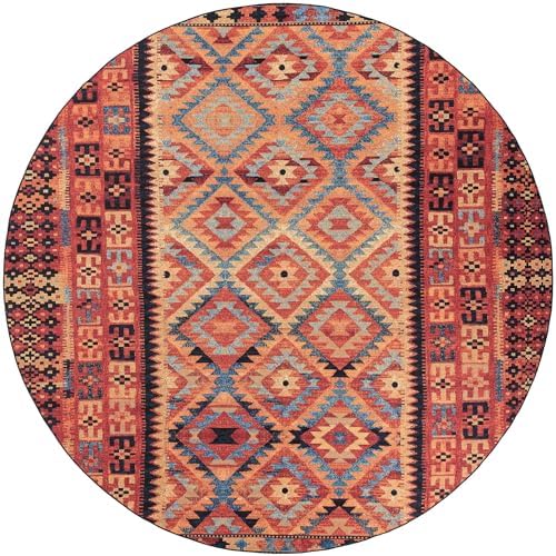 Unique Loom Outdoor Tribal Collection Area Rug - Tortuguero (12' Round Multi/Blue) - Image 2