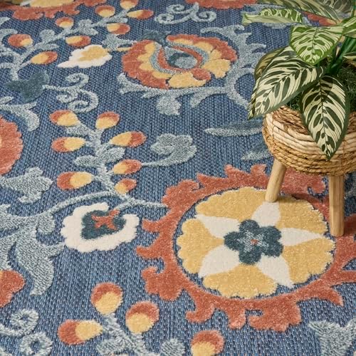 Nourison Home Aloha Blue Rose 3'6" x 5'6" Area Rug - Easy Clean, Non Shedding, Bed Room, Living Room, Dining Room, Kitchen (4' x 6') - Image 6