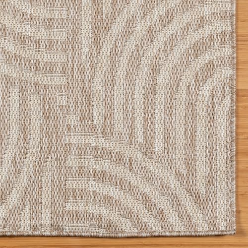 Gertmenian Indoor Outdoor Modern Area Rug - 5x7 Standard, Fade Resistant, Ideal for High Traffic in Living Room, Bedroom, Patio - Geometric, Beige, 25529 - Image 4