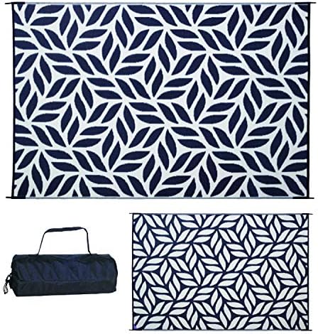 Stylish Camping 256091 6-feet by 9-feet Reversible Mat, Plastic Straw Rug, Large Floor Mat for Outdoors, RV, Patio, Backyard, Picnic, Beach, Camping - Leaf Mat (Black/Beige) - Image 4