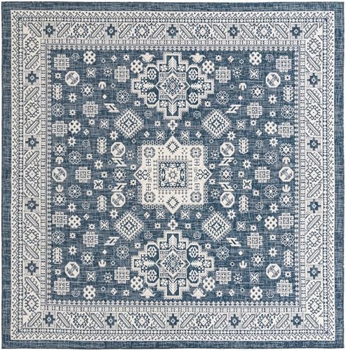 Rugs.com - Outdoor Aztec Rug – 10 Ft Square Blue Indoor/Outdoor Rug – Weather Resistant, Washable, Perfect for Patios and Decks - Image 3