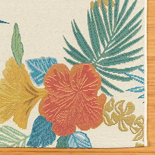 Gertmenian Reyn Spooner Kona Coast Fresco Hawaiian Tropical Rugs - 5x7 Standard, Washable, Stain & UV Resistant Indoor Outdoor Area Rug - Green Ivory Orange Yellow, Laka, 46764 - Image 6